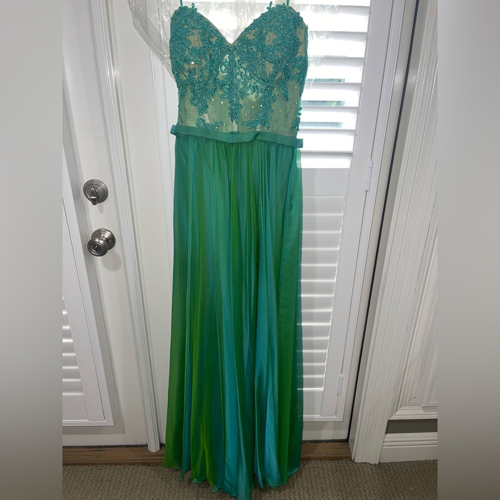 La Femme strapless beaded evening gown/prom dress; taken in to size 2